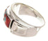 Red Oyster Shell Turquoise Silver Ring Size 8-1/2 Jewelry XS58022